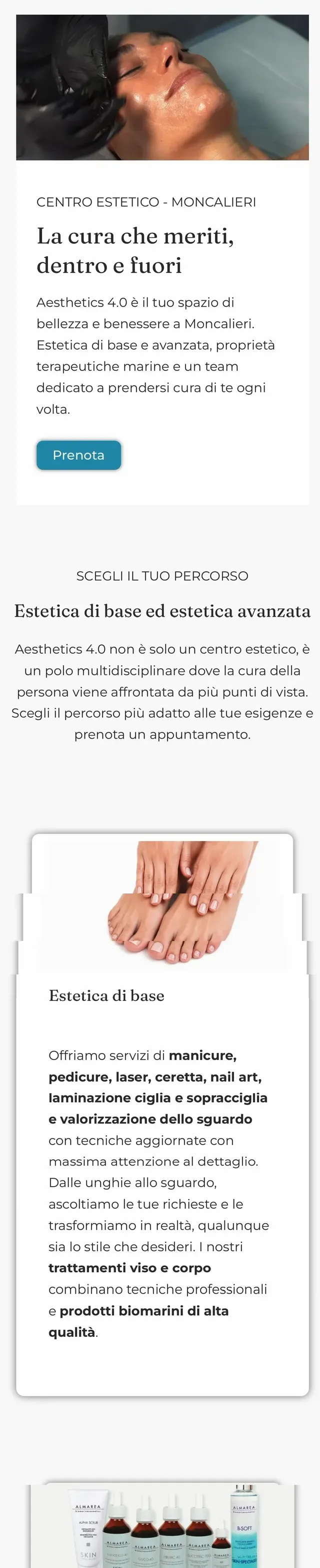Aesthetics 4.0 su telefono: home e percorsi
