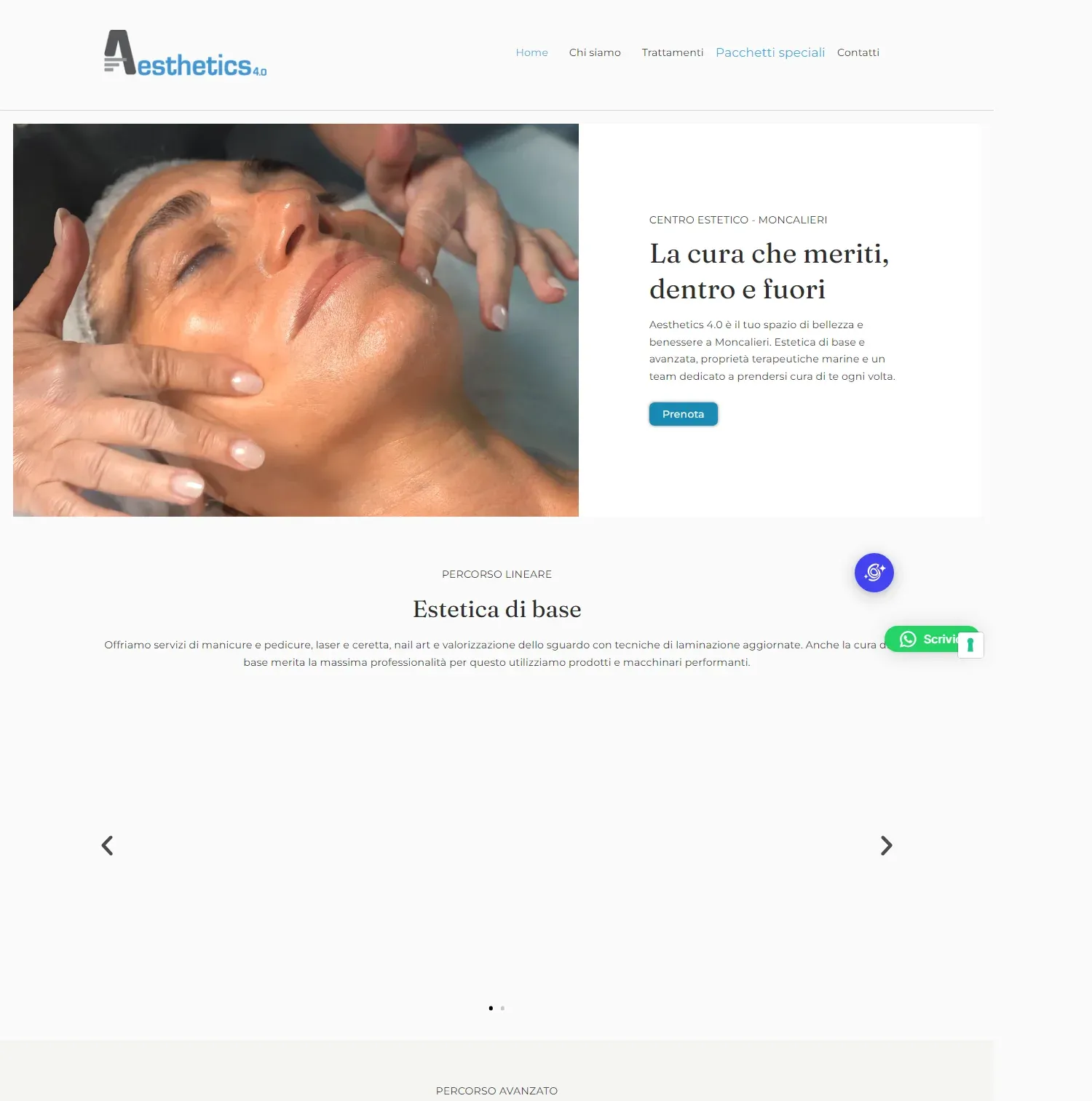 Homepage di Aesthetics 4.0