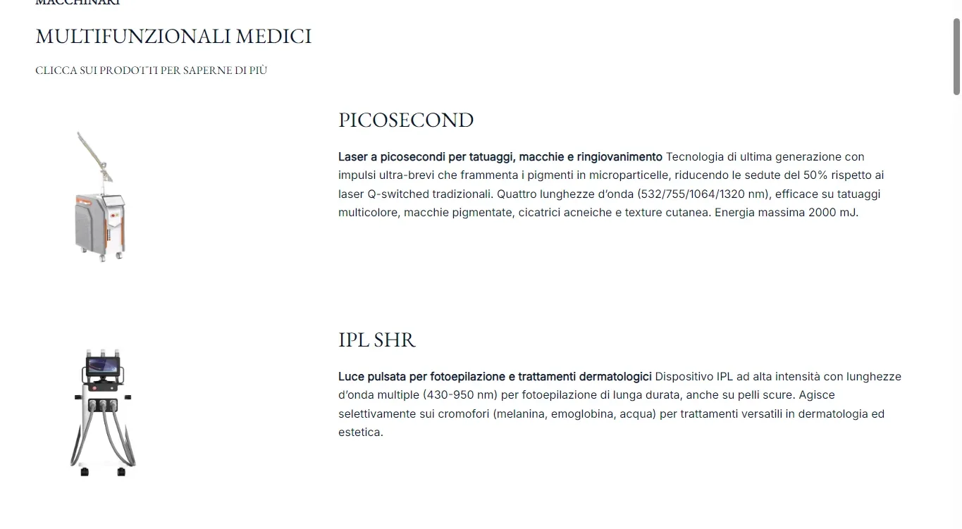Il catalogo dei macchinari