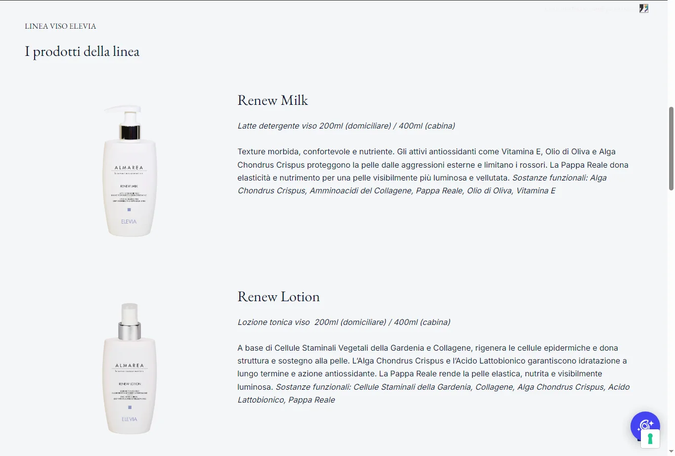 Prodotti della linea Renew