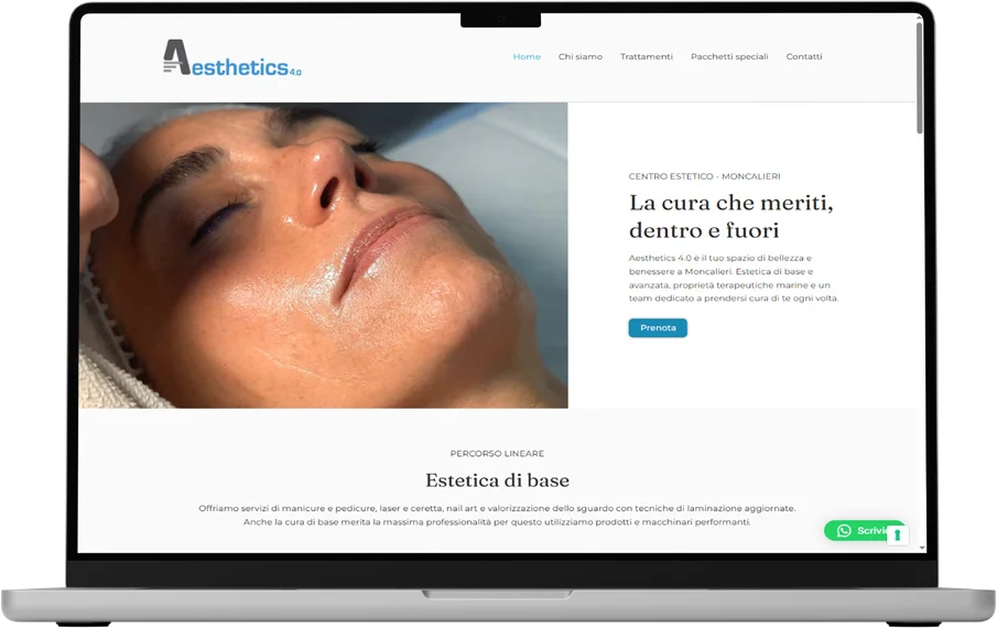 Il sito Aesthetics 4.0 su laptop