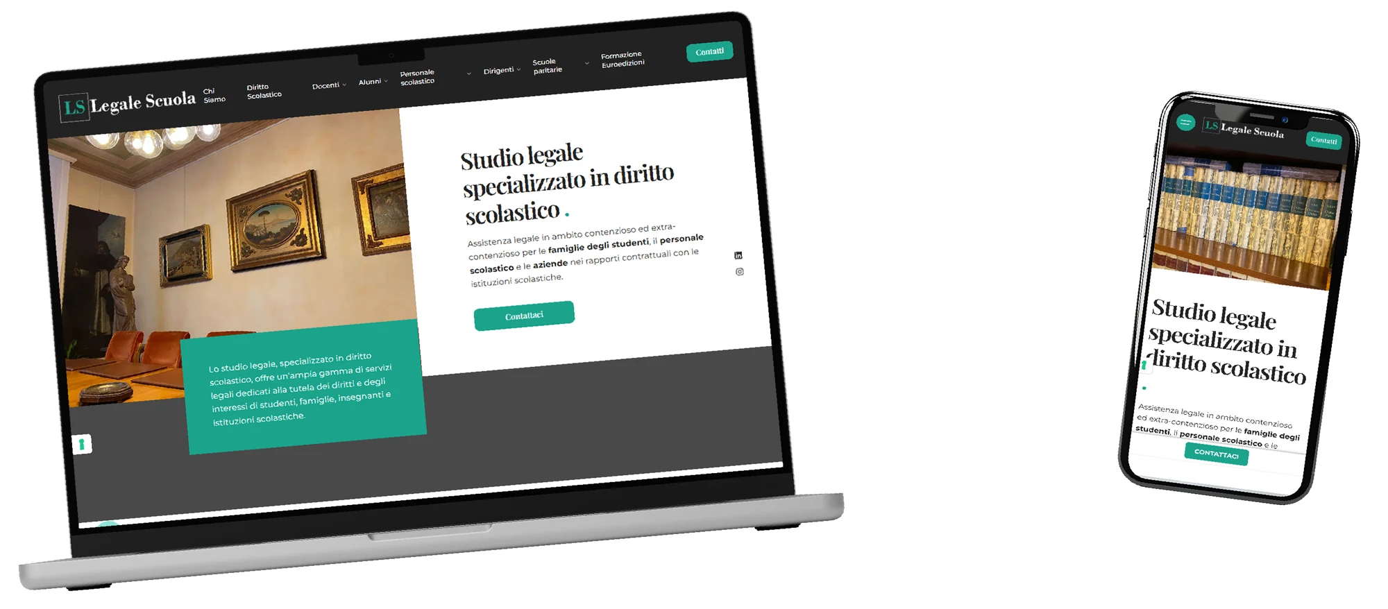 Sito web di Legale Scuola su laptop e smartphone
